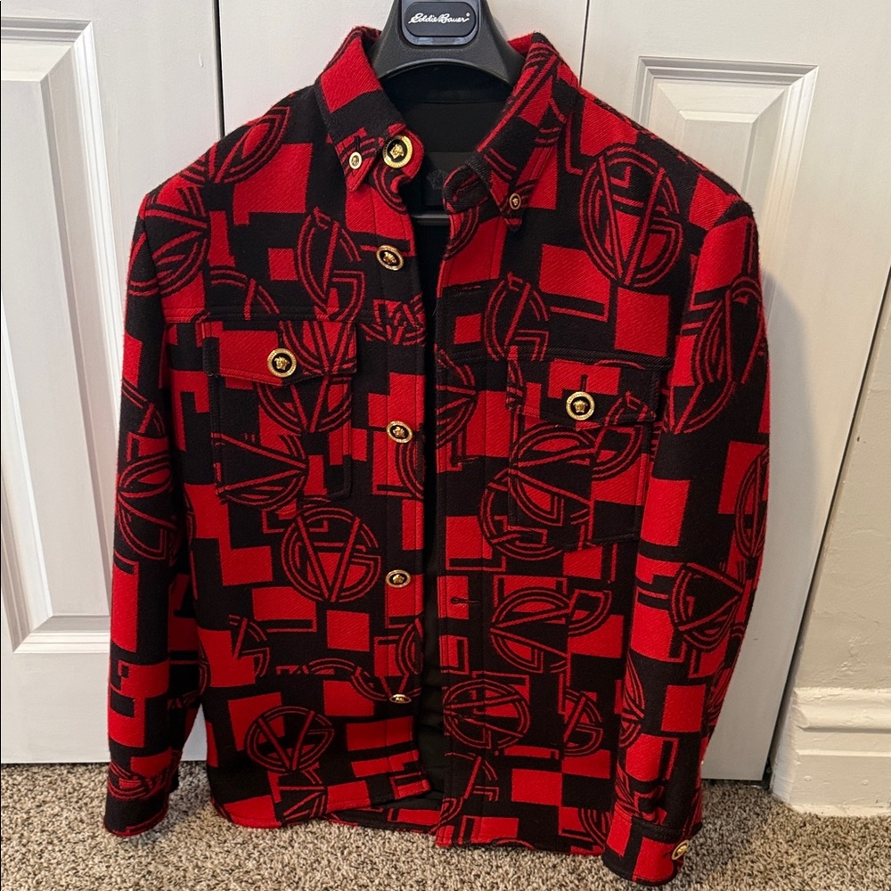 Versace Logo Patterned Shirt Jacket